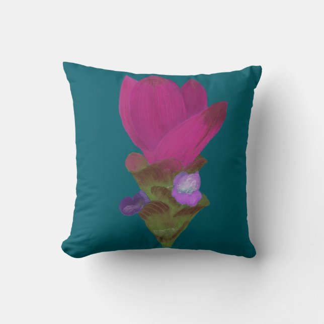 Paarse Siam Tulp Sierkussen (Voorkant)