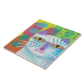 Paarse Siamese kat Abstract schilderij Tegeltje (Zijkant)