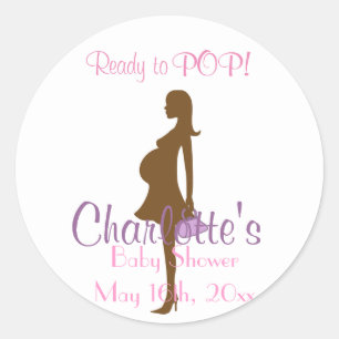 Paarse Silhouette Baby shower Party Favor Stickers