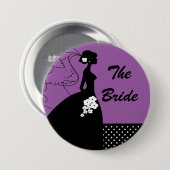 Paarse Silhouette Bride Bridal Party Button (Voorkant /achterkant)