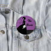 Paarse Silhouette Bride Bridal Party Button (In situ)