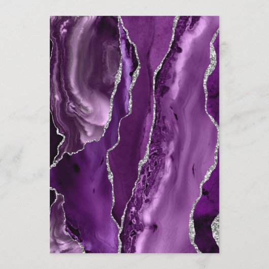 Paarse Silver Agate Dark Wedding Menu (Achterkant)