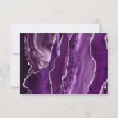 Paarse Silver Agate Meal Options Wedding RSVP Kaar (Achterkant)