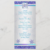 Paarse Silver Aqua Glitter Sneeuwvlokken Menu Kaar (Achterkant)