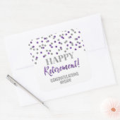 Paarse Silver Confetti Happy Retirement Vierkante Sticker (Envelop)