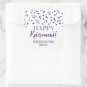 Paarse Silver Confetti Happy Retirement Vierkante Sticker (Tas)
