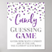 Paarse Silver Confetti Snoep Guining Game Sign Poster (Voorkant)