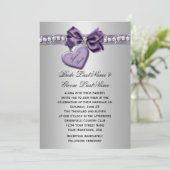 Paarse Silver Faux Ribbon Diamonds Heart Locket We Kaart (Staand voorkant)