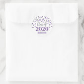 Paarse Silver Glitter Confetti Afstuderen 2020 Ronde Sticker (Tas)