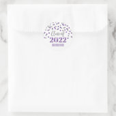 Paarse Silver Glitter Confetti Afstuderen 2022 Ronde Sticker (Tas)