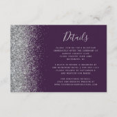 Paarse Silver Glitter Edge Weddenschap - Gegevens Informatiekaartje (Voorkant)