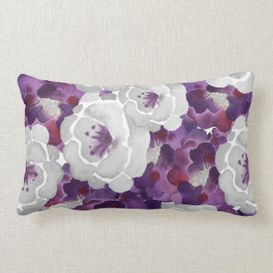 Paarse Silver Grey Floral waterverf accuskussen Kussen