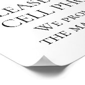 Paarse Silver Grey Unplugged Wedding CeremonySign Poster (Hoek)