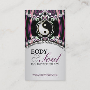 Paarse Silver NewAge Yin Yang + Logo Visitekaartje