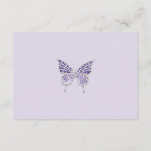 Paarse Silver Quinceanera Mis Quince 15 Anos RSVP Informatiekaartje (Achterkant)