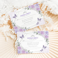 Paarse Silver Quinceanera Mis Quince 15 Anos RSVP