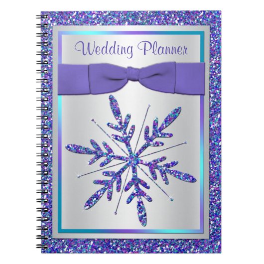 Paarse Silver Snowflake Wedding Planner-laptop Notitieboek (Voorkant)