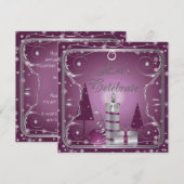 Paarse Silver Swirls behandelt decoraties Kaart (Voorkant / Achterkant)