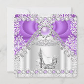 Paarse Silver Tiara High Hiel Pearl Birthday Kaart (Achterkant)