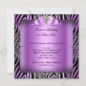 Paarse Silver White Black Zebra Birthday Party Kaart (Achterkant)