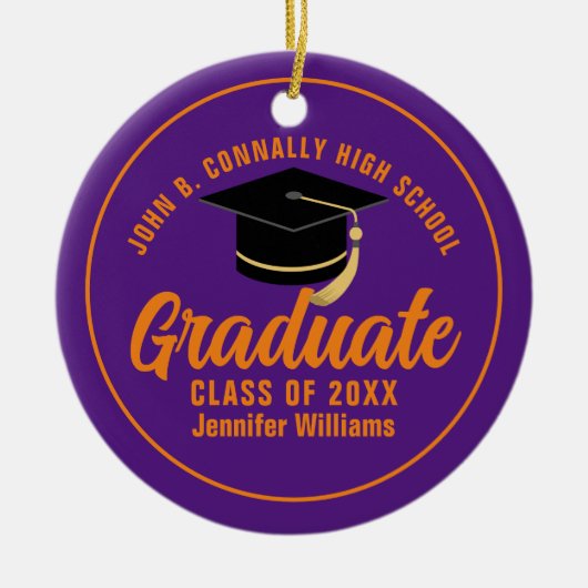 Paarse Sinaasappel Afstuderen Custom 2024 Afstuder Keramisch Ornament (Voorkant)