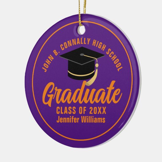 Paarse Sinaasappel Afstuderen Custom 2024 Afstuder Keramisch Ornament (Links)