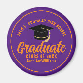 Paarse Sinaasappel Afstuderen Custom 2024 Afstuder Magneet (Voorkant)