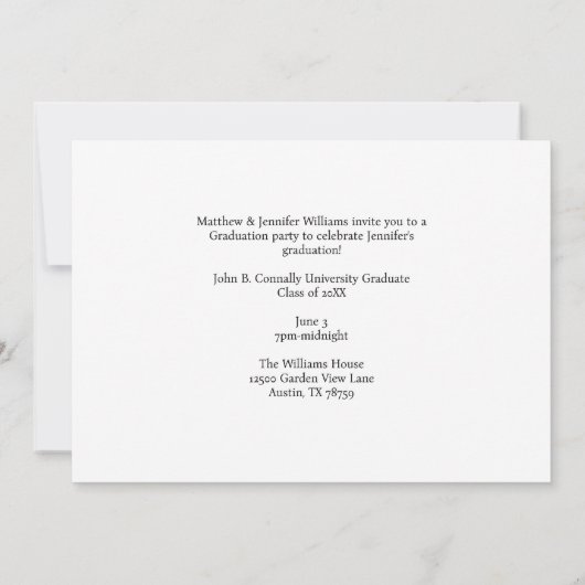 Paarse Sinaasappel Afstuderen Foto 2024 Afstuderen Aankondiging (Achterkant)