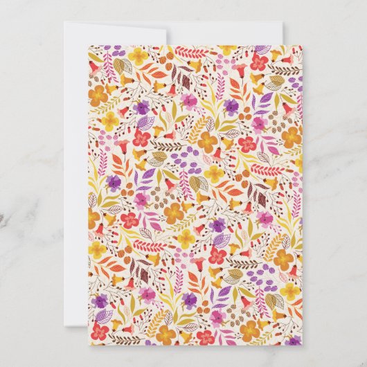 Paarse Sinaasappel Boho Wildflower Bladgroen Bruil Kaart (Achterkant)