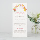 Paarse Sinaasappel Boho Wildflower Bladgroen Bruil Programma (Staand voorkant)