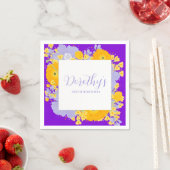 Paarse Sinaasappel Gele Wildbloemen 100e Verjaarda Servet (Insitu)