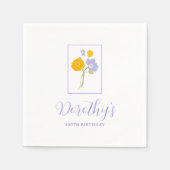 Paarse Sinaasappel Gele Wildbloemen 100e Verjaarda Servet (Voorkant)