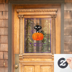 Paarse Sinaasappel Zwarte Kat Pompoen Halloween Fe Raamsticker
