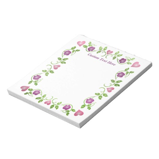  Paarse sinaasappelroze harten groene wijnstokken Notitieblok (Gedraaid)