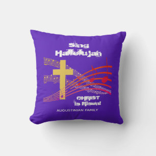 Paarse SING HALLELUJAH CHRIST IS RISEN Easter Kussen