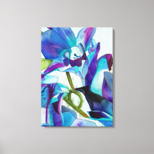 Paarse Singapore Orchid flower waterverf kunst Canvas Afdruk