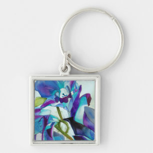 Paarse Singapore Orchid flower waterverf kunst Sleutelhanger
