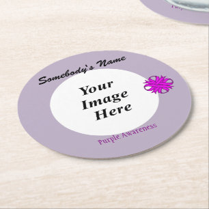 Paarse Sjabloon Clover Ribbon door Kenneth Yoncich Ronde Kartonnen Onderzetter