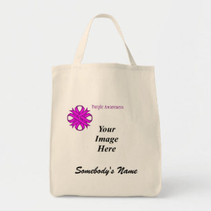 Paarse Sjabloon Clover Ribbon door Kenneth Yoncich Tote Bag