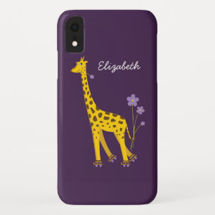 Paarse Skating Funny Cartoon Giraffe gepersonalise iPhone XR Hoesje
