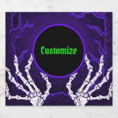 Paarse Skelethanden Likeurfles Etiket (Enkel label)