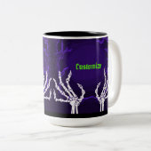 Paarse Skelethanden Tweekleurige Koffiemok (Voorkant rechts)