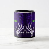 Paarse Skelethanden Tweekleurige Koffiemok (Center)