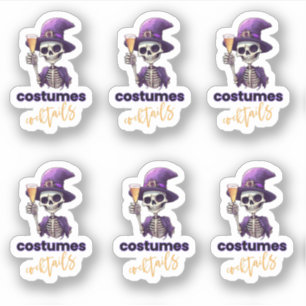 Paarse Skelton Cocktails en Kostuums Sticker