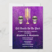Paarse Skull Halloween Wedding Kaart (Voorkant)