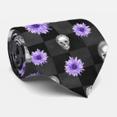 Paarse Skulls en Sunflower Series Design 9 Stropdas (Opgerold)