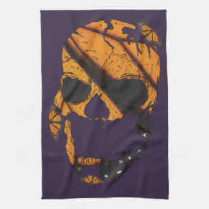 Paarse Skulls Wings of Butterflys Theedoek