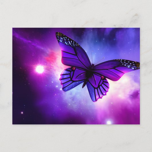 Paarse sky Butterfly Briefkaart (Voorkant)
