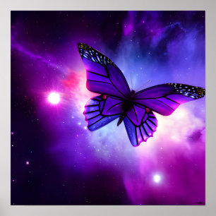 Paarse sky Butterfly Poster