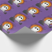 Paarse Sky Sinaasappel Moon Ghost op het kerkhof Cadeaupapier (Hoek)